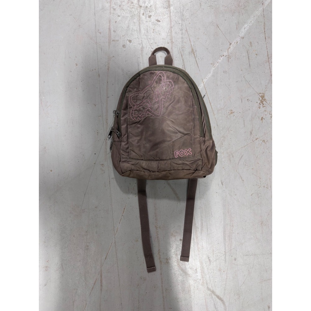 Fox Racing Vintage Y2K Mini Backpack Brown Pink Embroidered Moto Skate Bag